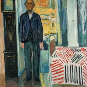 Edvard Munch Self-Portrait Between the Clock and the Bed Poster 1940 Wall Art Painting