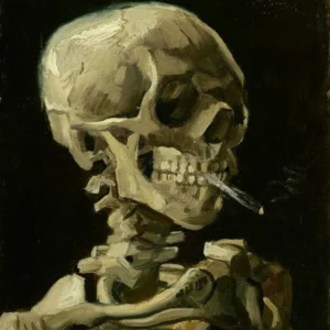 Vincent van Gogh Head of a Skeleton with a Burning Cigarette Poster 1886 Wall Art Painting
