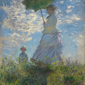 Claude Monet Woman with a Parasol Madame Monet and Her Son Poster 1875 Wall Art Painting