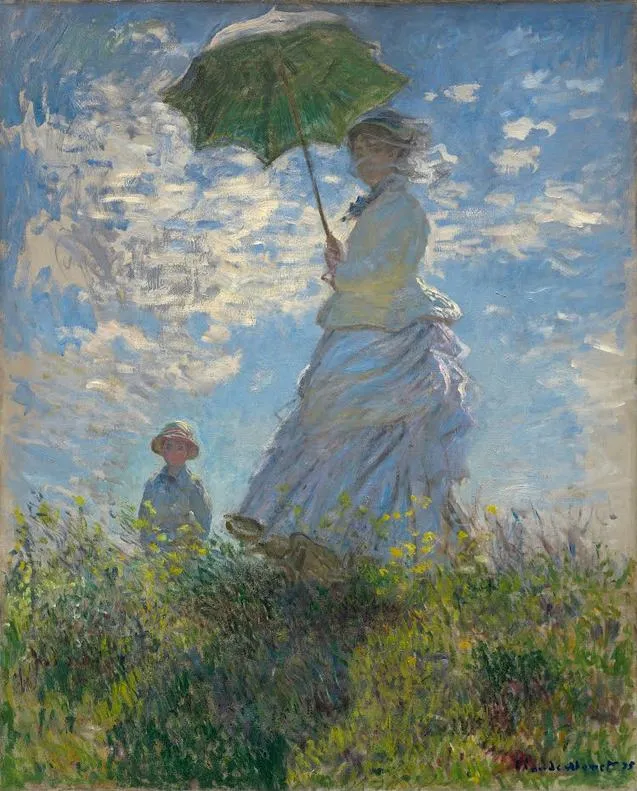 Claude Monet Woman with a Parasol Madame Monet and Her Son Poster 1875 Wall Art Painting
