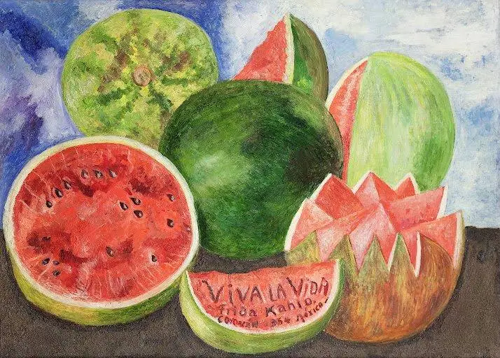 009_viva-la-vida Frida Kahlo Viva la Vida Still Life with Watermelons Poster 1954 Wall Art Painting - Image 1