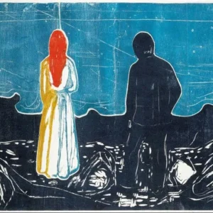 Edvard Munch Two People The Lonely Ones Poster 1895 Wall Art Painting