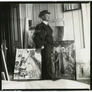 Edvard Munch Self-Portrait at 53 Am Strom in Warnemunde Poster 1916 Wall Art Painting