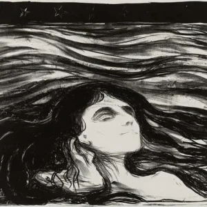 Edvard Munch Lovers in the Waves Poster 1896 Wall Art Painting