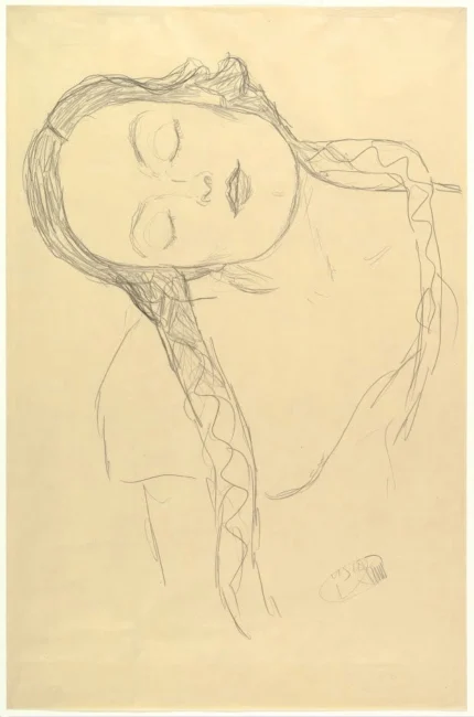 Gustav Klimt Half Figure of a Young Woman Poster 1916 Wall Art Symbolist Painting