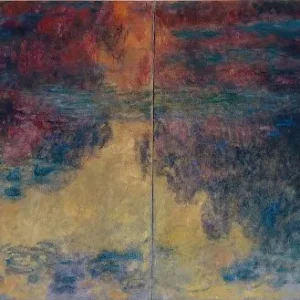 Claude Monet The Water Lily Pond in the Evening Poster 1916 Wall Art Painting