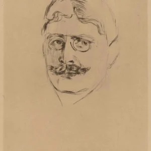 Edvard Munch Portrait of Knut Hamsun Poster 1896 Wall Art Painting
