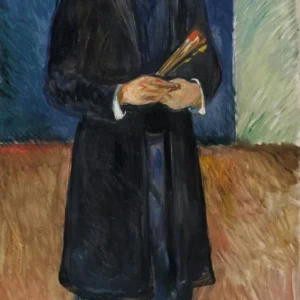 Edvard Munch Self-Portrait with Brushes Poster 1904 Wall Art Painting