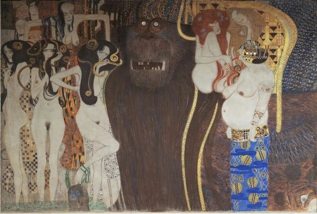 060_beethoven-frieze-the-hostile-powers-panel-5-short-wall-gustav-klimt Gustav Klimt Beethoven Frieze the Hostile Powers Panel 5 Short Wall Poster 1901 Wall Art Golden Painting - Image 1