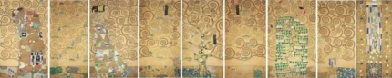 Gustav Klimt Nine Working Drawings for the Execution of a Frieze for the Dining Room of Stocl Poster 1910 Wall Art Golden Painting