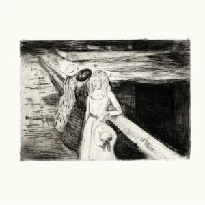 Edvard Munch The Girls on the Bridge Etching Poster 1920 Wall Art Painting