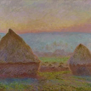 Claude Monet Grainstacks at Giverny the Evening Sun Poster 1888 Wall Art Painting