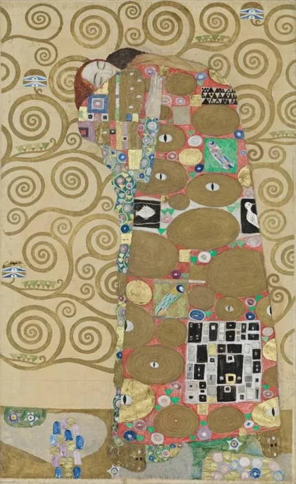Gustav Klimt Nine Cartoons for the Execution of a Frieze for the Dining Room of Stoclet House (No. 079) Poster 1909 Wall Art Golden Painting