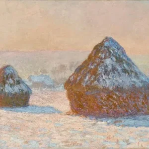 Claude Monet Wheatstacks Snow Effect Morning Poster 1891 Wall Art Painting