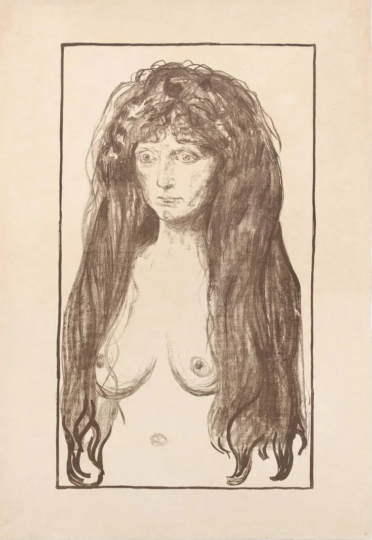 Edvard Munch Sin Poster 1901 Wall Art Painting