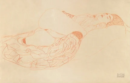 Gustav Klimt Reclining Semi Nude Masturbating Poster 1912 Wall Art Symbolist Painting