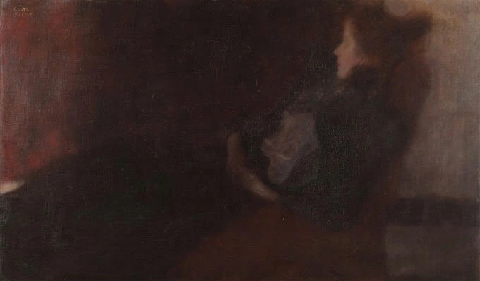113_lady-at-the-fireplace-gustav-klimt Gustav Klimt Lady at the Fireplace Poster 1909 Wall Art Symbolist Painting - Image 1