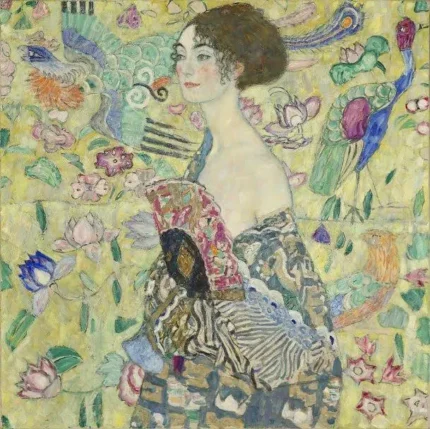 Gustav Klimt Lady with Fan Poster 1918 Wall Art Symbolist Painting