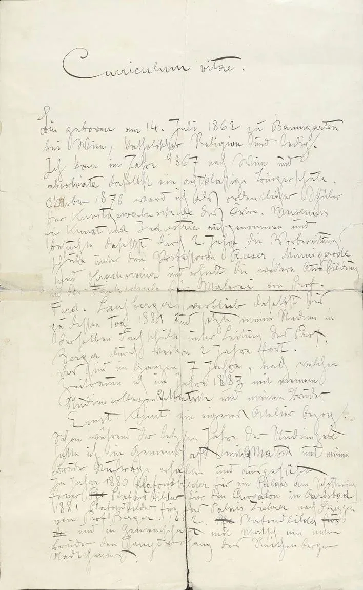 125_handwritten-resume-gustav-klimt Gustav Klimt Handwritten Resume Poster 1908 Wall Art Symbolist Painting - Image 1