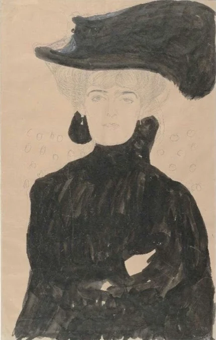 Gustav Klimt Lady with Plumed Hat Poster 1913 Wall Art Symbolist Painting