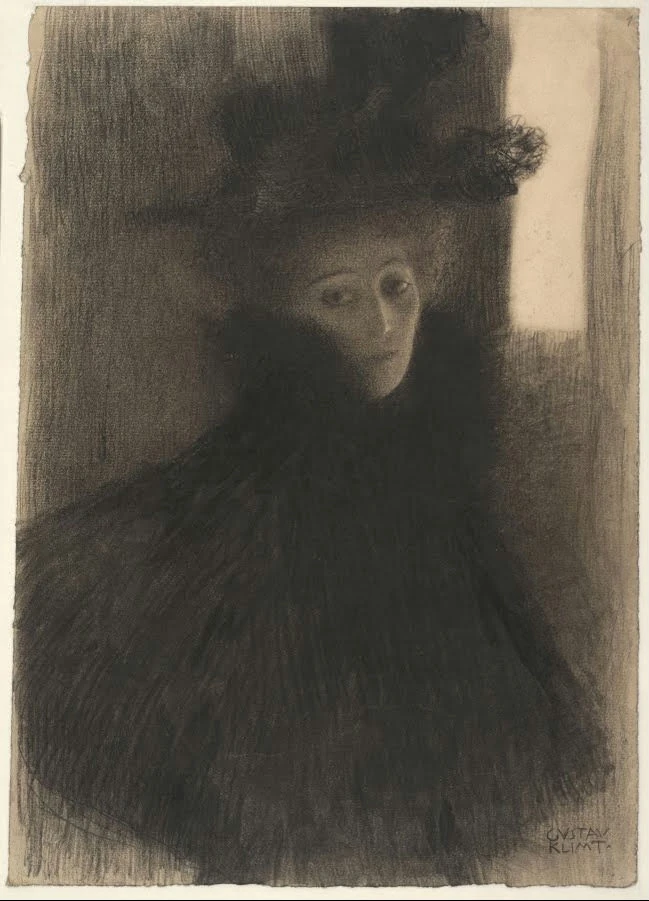 141_portrait-of-a-lady-with-cape-and-hat-gustav-klimt Gustav Klimt Portrait of a Lady with Cape and Hat Poster 1908 Wall Art Symbolist Painting - Image 1