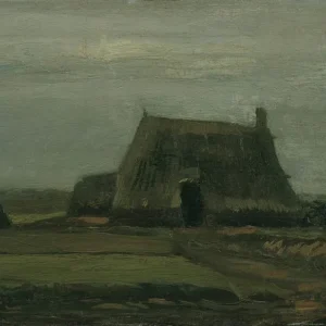 Vincent van Gogh Farm with Stacks of Peat Poster 1888 Wall Art Painting