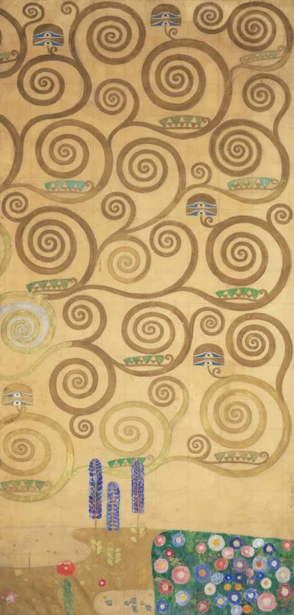 Gustav Klimt Nine Cartoons for the Execution of a Frieze for the Dining Room of Stoclet House (No. 165) Poster 1909 Wall Art Golden Painting