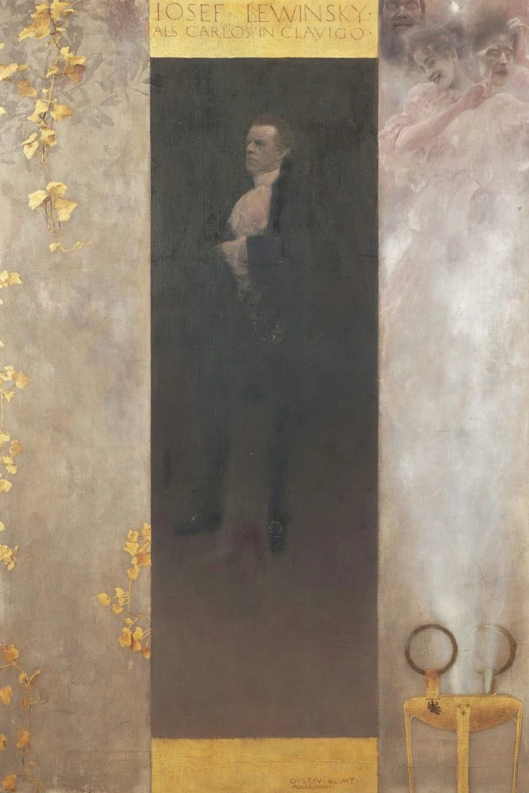 167_josef-lewinsky-as-carlos-in-clavigo-gustav-klimt Gustav Klimt Josef Lewinsky as Carlos in Clavigo Poster 1914 Wall Art Symbolist Painting - Image 1