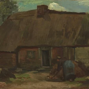 Vincent van Gogh Cottage with Peasant Woman Digging Gogh Vincent van Poster 1888 Wall Art Painting