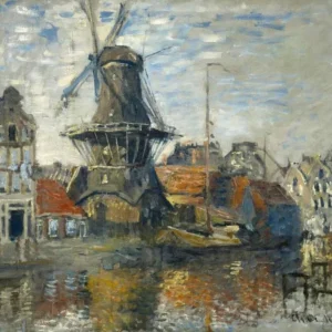 Claude Monet The Windmill on the Onbekende Gracht Amsterdam Poster 1871 Wall Art Painting