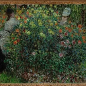 Claude Monet Two Women Among the Flowers Poster 1875 Wall Art Painting