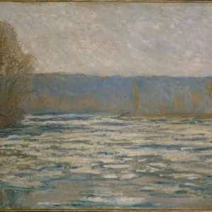 Claude Monet Ice Breaking Up on the Seine near Bennecourt Poster 1893 Wall Art Painting
