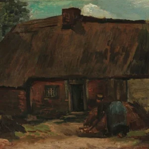 Vincent van Gogh Cottage with Peasant Woman Digging Gogh Vincent van Poster 1888 V2 Wall Art Painting