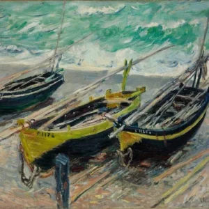 Claude Monet Three Fishing Boats Poster 1886 Wall Art Painting