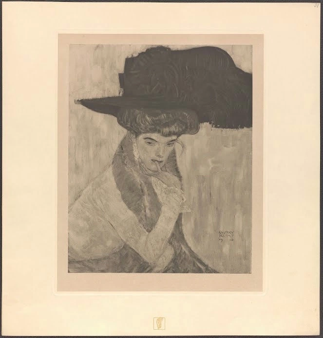 245_the-black-feather-hat-after-gustav-klimt-plate-31-the-work-of-gustav-klimt-gusta Gustav Klimt The Black Feather Hat After Poster 1899 Wall Art Symbolist Painting - Image 1