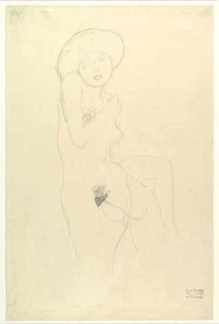 Gustav Klimt Standing Nude Poster 1907 Wall Art Symbolist Painting