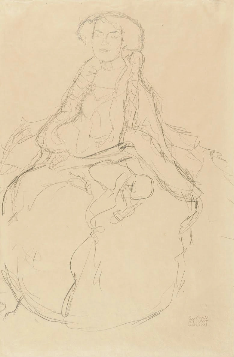 251_seated-woman-amalie-zuckerkandel-gustav-klimt Gustav Klimt Seated Woman Amalie Zuckerkandel Poster 1905 Wall Art Symbolist Painting - Image 1