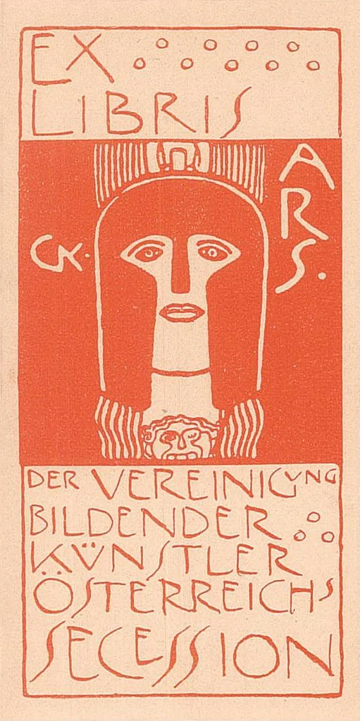 262_exlibris-with-pallas-athene-gustav-klimt Gustav Klimt Exlibris with Pallas Athene Poster 1898 Wall Art Symbolist Painting - Image 1