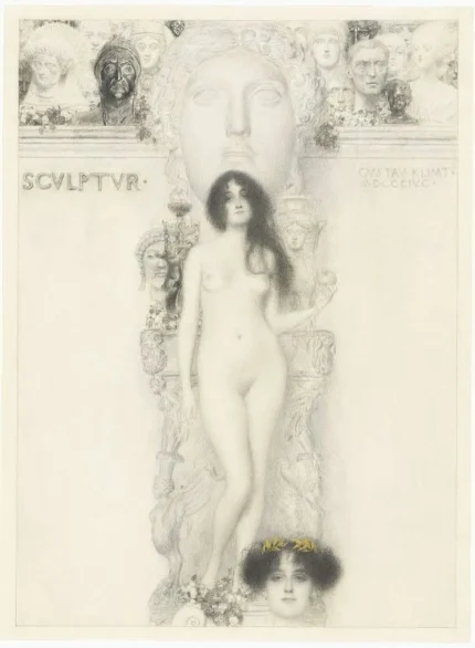 Gustav Klimt Sculpture Poster 1898 Wall Art Symbolist Painting