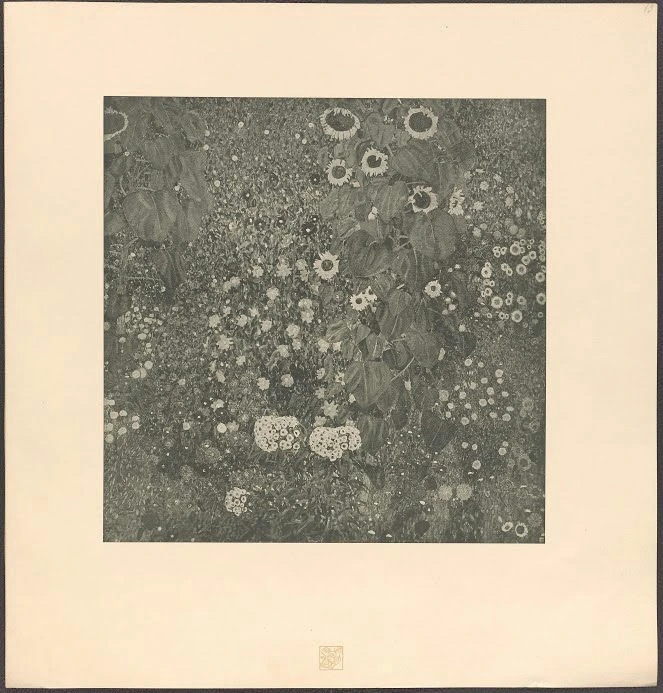 278_sunflowers-after-gustav-klimt-plate-13-the-work-of-gustav-klimt-gustav-klimt Gustav Klimt Sunflowers After Poster 1917 Wall Art Landscape Painting - Image 1