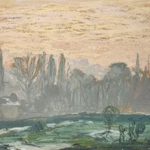 Claude Monet Winter Landscape with Evening Sky Poster 1901 Wall Art Painting