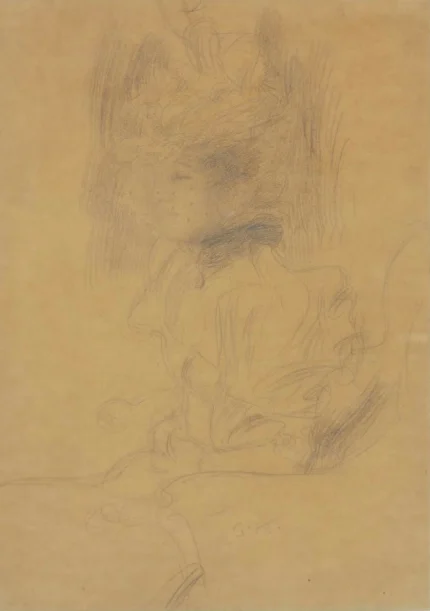 Gustav Klimt Seated Woman with Hat and Veil Poster 1917 Wall Art Symbolist Painting