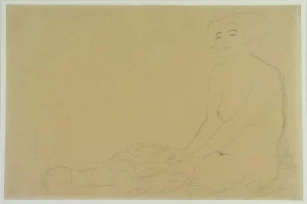 Gustav Klimt Sitzender Frauenakt Nach Links Sitzender Halbakt Nach Links Poster 1903 Wall Art Symbolist Painting