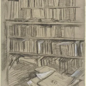 Edgar Degas Bookshelves Study for Edmond Duranty Poster 1879 Wall Art Painting