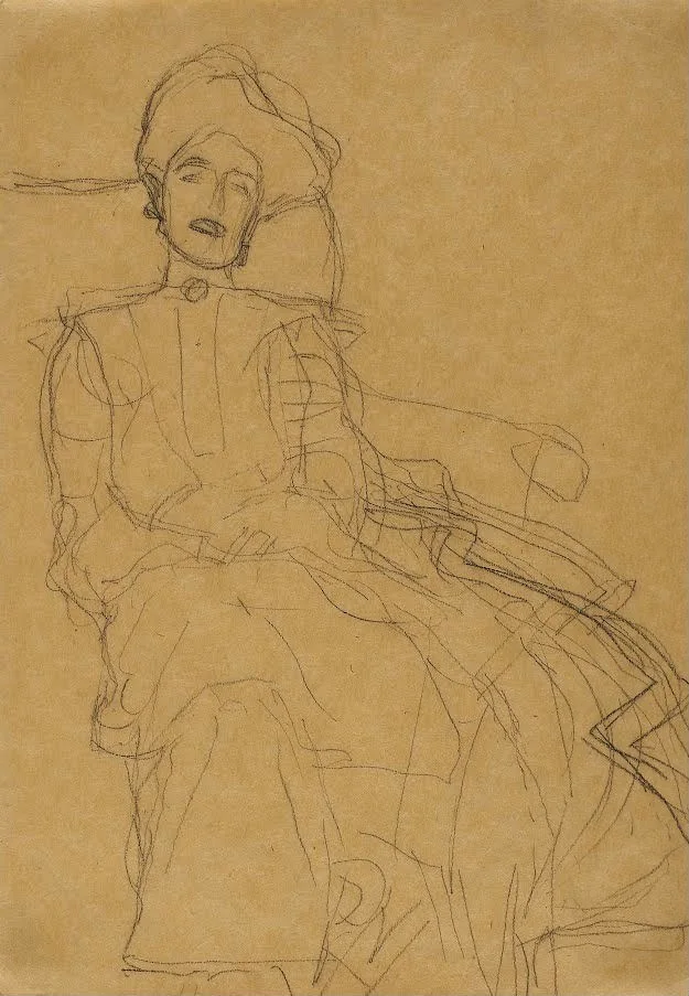 331_study-for-portrait-of-adele-bloch-bauer-i-klimt-gustav Gustav Klimt Study for Portrait of Adele Bloch Bauer I (No. 331) Poster 1907 Wall Art Golden Painting - Image 1