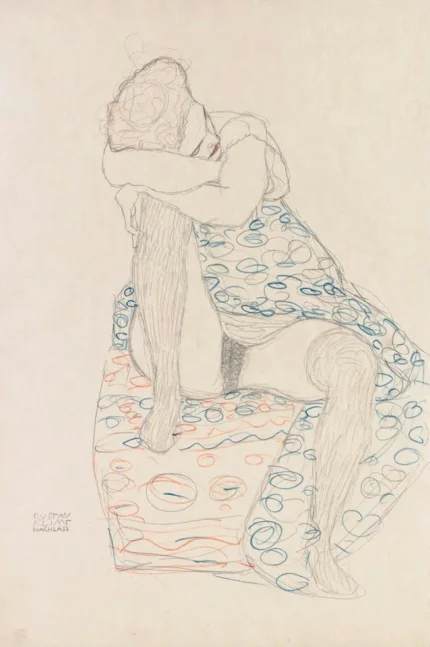 Gustav Klimt Seated Figure with Gathered Up Skirt Poster 1910 Wall Art Symbolist Painting