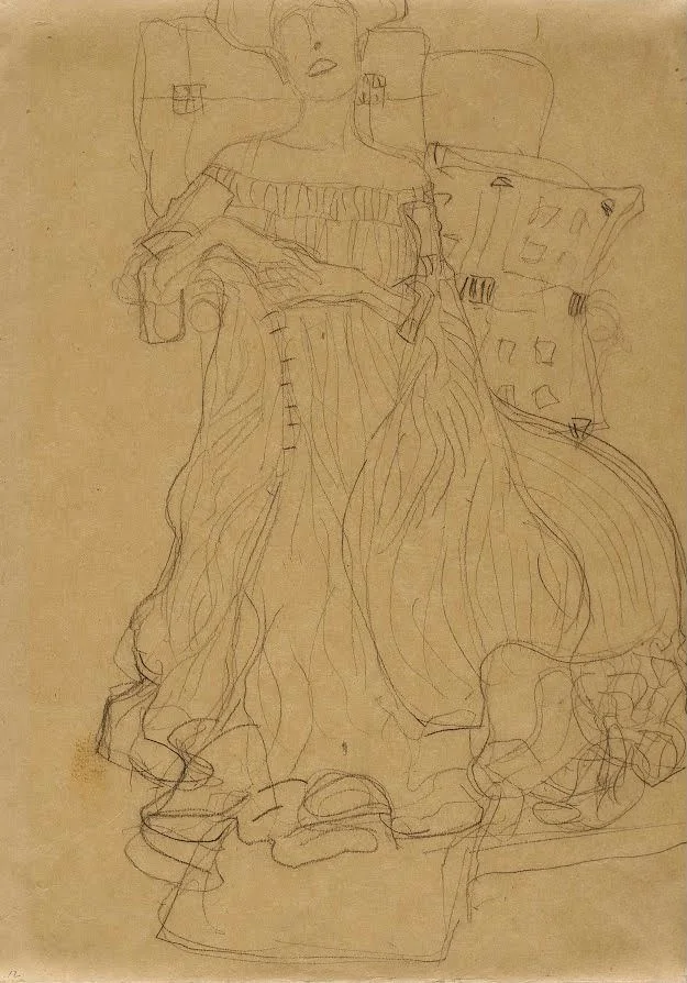 349_study-for-portrait-of-adele-bloch-bauer-i-klimt-gustav Gustav Klimt Study for Portrait of Adele Bloch Bauer I (No. 349) Poster 1907 Wall Art Golden Painting - Image 1