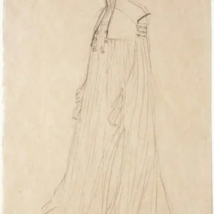 Gustav Klimt Adele Bloch Bauer Standing in Three Quarter Profile Facing Left Poster 1907 Wall Art Golden Painting