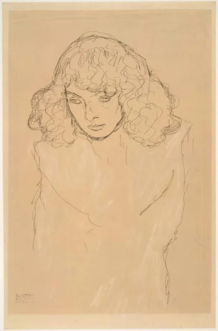 Gustav Klimt Head and Shoulders Portrait Poster 1917 Wall Art Symbolist Painting