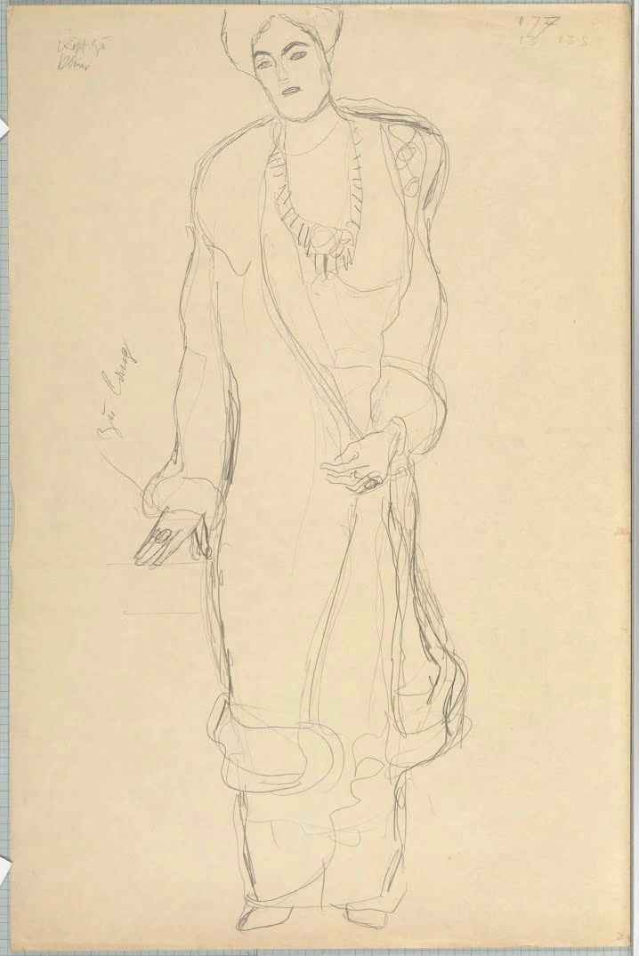 383_standing-woman-facing-slightly-right-study-for-the-portrait-paula-zuckerkandl-gu Gustav Klimt Standing Woman Facing Slightly Right Study for the Portrait Paula Zuckerkandl Gu Poster 1905 Wall Art Symbolist Painting - Image 1